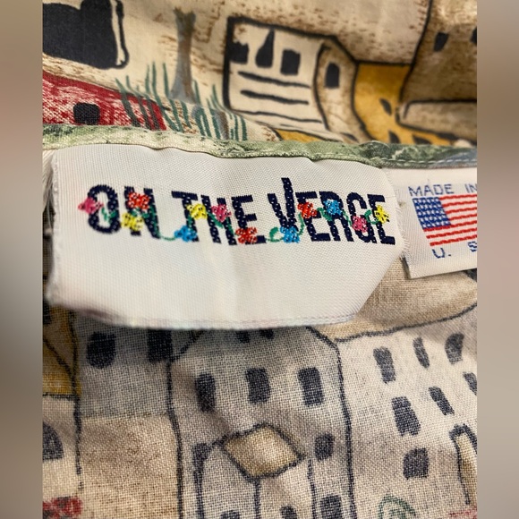 Vintage On the Verge Primitive Folk Western Cows Village Wrap Skirt -Made in USA - Picture 9 of 10